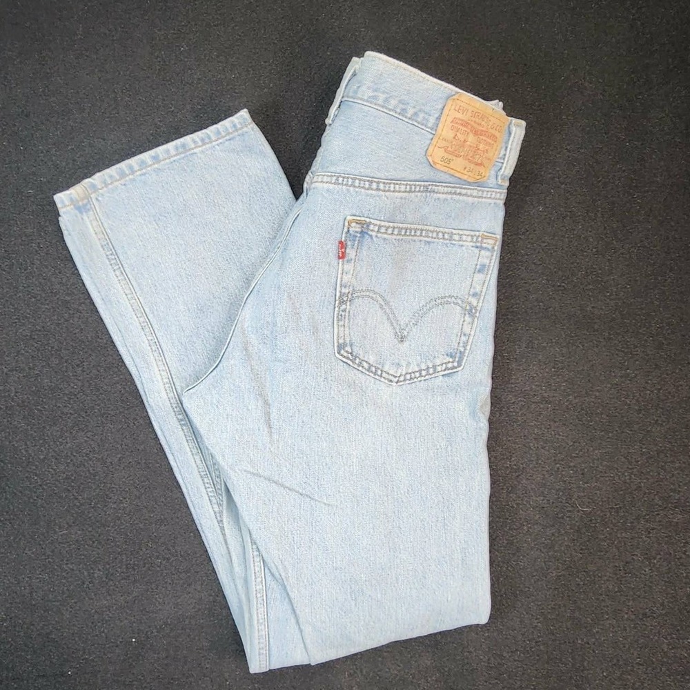 Levi's Jeans Men 34x34 Light Blue 505 Regular Fit Straight Leg Denim Pants